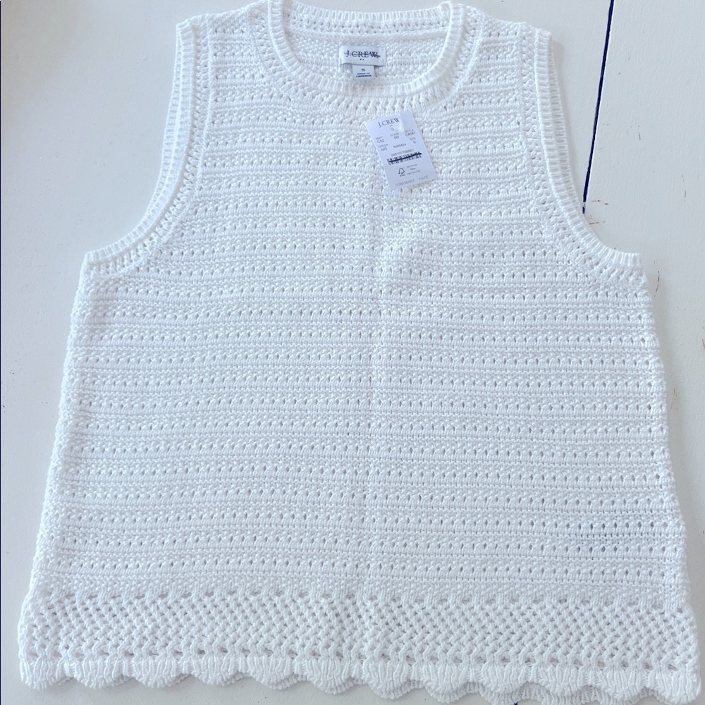 NWT J Crew Crochet sweater-tank Womens Small White - Picture 5 of 9